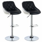Woltu - tabouret de bar lot de 2 avec sige bien rembourr en similicuir hauteur rglable, noir blanc ...