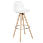 Woltu tabourets de bar en similicuir et bois avec repose - pieds 38, 5x33x96, 5cm blanc Woltu tabourets de bar en similicuir et bois avec repose - pieds 38, 5x33x96, 5cm blanc