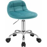 Woltu - tabouret de bureau en velours + m�tal tabouretavec dossier, tabouret r�glable, vert turc