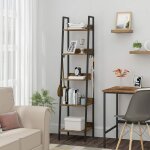 Woltu - tag�re �chelle, �tag�re de rangement � 5 niveaux avec 4 crochets amovibles, cadre en m�tal, noir ...