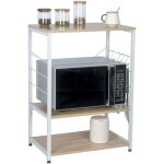 Tagre four  micro - ondes, tagre de cuisine en bois massif et cadre avec de l'acier, 60x39x74cm, ...