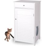 Armoire à litière pour chat, grande maison de toilette en bois pour bac à litière avec tiroir, meuble ... Armoire à litière pour chat, grande maison de toilette en bois pour bac à litière avec tiroir, meuble ...