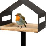 Mangeoire pour oiseaux avec support en métal et bois résistant aux intempéries, mangeoire á oiseaux sur ... Mangeoire pour oiseaux avec support en métal et bois résistant aux intempéries, mangeoire á oiseaux sur ...