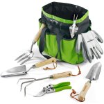 Outils de jardinage, 8 pices, ensemble de jardinage en acier inoxydable lourd avec poigne de bois, ...