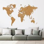 Carte du monde en bois avec les pays 150x90cm marron Carte du monde en bois avec les pays 150x90cm marron
