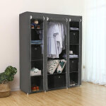 Hofuton armoire rangement chambre penderie pas cher structure stable en m�taux 17213443cm gris