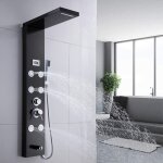 Panneau de douche 7 fonctions, 6 jets de massage, douche  effet pluie, douchette  main, cascade, affichage ...