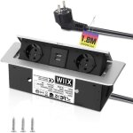 Xiiw - prise encastrable escamotable en aluminium - 3500 w / 16 a - 2 compartiments - plateau de table ...