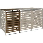 Hhg - xl cache poubelle pour 1 / 2 places extension 714, cache poubelle, 110x65x93cm bois massif, brun ...