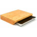 Dunedesign - xl planche  dcouper bambou avec tiroir - 49x37x8cm cube en bois rservoir inox