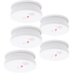 Wiltec lot de 5x dtecteur de fume ? 100 x 100 x 36 mm ? sur batterie 9v ? volume de l'alarme 85 db ...