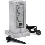 Wiltec multiprise de jardin quadruple ? 4 prises ? 194 x 194 x 295 mm ? design colonne granit ? en pp ...