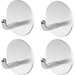 Xvx - 4 pi�ces crochet adhesif mural acier inox, accroche serviette salle de bain pat�res crochet mural ...