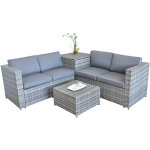 Mucola - xxl groupe de si�ges poly - rotin + xxl, bo�tier de cuisson, banquette, salon de jardin, ensemble ...
