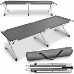 Tresko xxl lit de camp 210 cm / gris pliable pour camping charge maximal 150kg