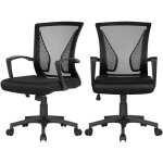 Yaheetech - lot de 2 chaises bureau fauteuil de bureau inclinables ergonomique � roulettes pivotante ...