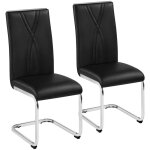 Lot de 2 chaises cantilevers chaises de salle � manger en similicuir chaises de cuisine avec pieds m�talliques ...