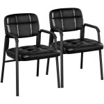 Lot de 2 chaises rembourr�es en smili - cuir fauteuil d'accueil visiteur pour bureau / salle d'attente ...