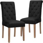 Yaheetech ? lot de 2 chaises de salle � manger en ch�ne et tissu ? confort optimal avec assise en mousse ...