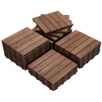 Yaheetech 27 dalles de terrasse en bois carrelage en bois de sapin 30, 8 x 30, 8 x 2, 2 cm pour patio ...