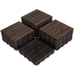 Yaheetech 27 dalles de terrasse en bois carrelage en bois de sapin 30, 8 x 30, 8 x 2, 2 cm pour patio ...