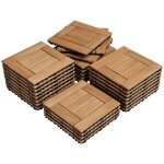 Yaheetech 27 dalles de terrasse en bois carrelage en bois de sapin pour patio int�rieur ext�rieur jardin ...