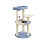 Yaheetech - arbre  chat design ocan tour pour chat chaton avec perchoir poisson niche griffoirs poteaux ...