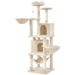 Yaheetech - arbre  chat gant hauteur 175 cm avec 2 plate - formes perchs 2 paniers 2 condos en peluche ...