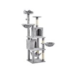 Yaheetech - arbre  chat gant hauteur 175 cm avec 2 plate - formes perchs 2 paniers 2 condos en peluche ...