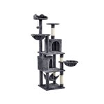 Yaheetech - arbre  chat gant hauteur 175 cm avec 2 plate - formes perchs 2 paniers 2 condos en peluche ...