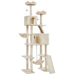 Yaheetech - arbre  chat gant hauteur 209 cm multiniveau avec poteaux en sisal arbre pour chat en bois ...