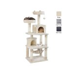 Yaheetech - arbre  chat tour  griffer avec 2 niches / hamac colonne en sisal multi - niveaux tour pour ...