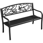Yaheetech banc de jardin en m�tal pour 3 personnes style r�tro banc de repos avec dossier et accoudoir ...