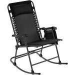 Yaheetech basics fauteuil � bascule pliant rocking chair pliable de jardin 102 x 65, 5 x 103 cm avec ...