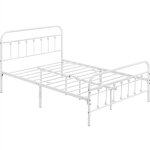 Yaheetech - cadre de lit en mtal 140200 cm vintage lit avec sommier haute tte de lit armature mtallique ...