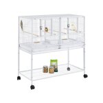 Cage d'elevage pour oiseaux avec deux espaces diviss 95 x 45 x 105 cm avec mangeoires perchoirs 2 portes ...