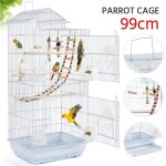 Yaheetech - cage  oiseaux avec poigne portable oiseaux interieur avec 3 jouets 4 mangeoires 3 perchoirs ...