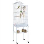 Yaheetech - cage oiseaux portable poigne volire avec toit quip 3 perchoir en bois 4 mangeoires 3 ...