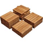 Yaheetech caillebotis bois exterieur 27 pcs, dalles de terrasse en bois 30 x 30 cm, rev�tement de sol ...