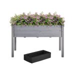 Yaheetech carr� potager de jardin sur pied 120, 5 x 59 x 76, 5 cm jardin sur�lev� en bois pour int�rieur ...