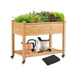 Yaheetech carr� potager � plantes en bois carr� potager sur pieds avec roulettes lit de jardin sur�lev� ...