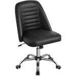 Yaheetech - chaise de bureau � dossier moyen chaise d'ordinateur en similicuir � roulettes base en m�tal ...