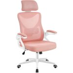Yaheetech chaise de bureau en maille avec � haut dossier avec accoudoirs relevables appui - t�te support ...