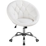 Yaheetech - chaise de bureau en similicuir fauteuil ergonomique avec dossier arrondi fauteuil de coiffeuse ...