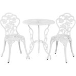 Yaheetech ensemble de bistrot 3 pi�ces table de jardin et 2 chaises en m�tal avec trou de parasol set ...