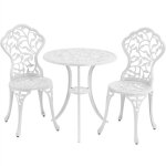 Ensemble de bistrot en m�tal 3 pi�ces set bistrot design vintage feuillage table de jardin et 2 chaises ...