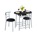 Yaheetech ? ensemble table � manger 3 pi�ces avec 2 chaises ? porte - bouteilles int�gr� ? dimensions ...