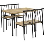 Yaheetech - ensemble table � manger meubles de salle � manger table avec 4 chaises en bois et en m�tal ...