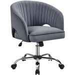 Yaheetech - fauteuil de bureau en velours avec dossier capitonn� arrondi pivotant � roulettes assise ...