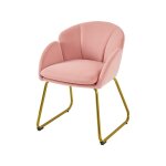 Yaheetech - fauteuil de salon en velours polyester en forme de fleur, chaise de salle � manger avec pieds ...